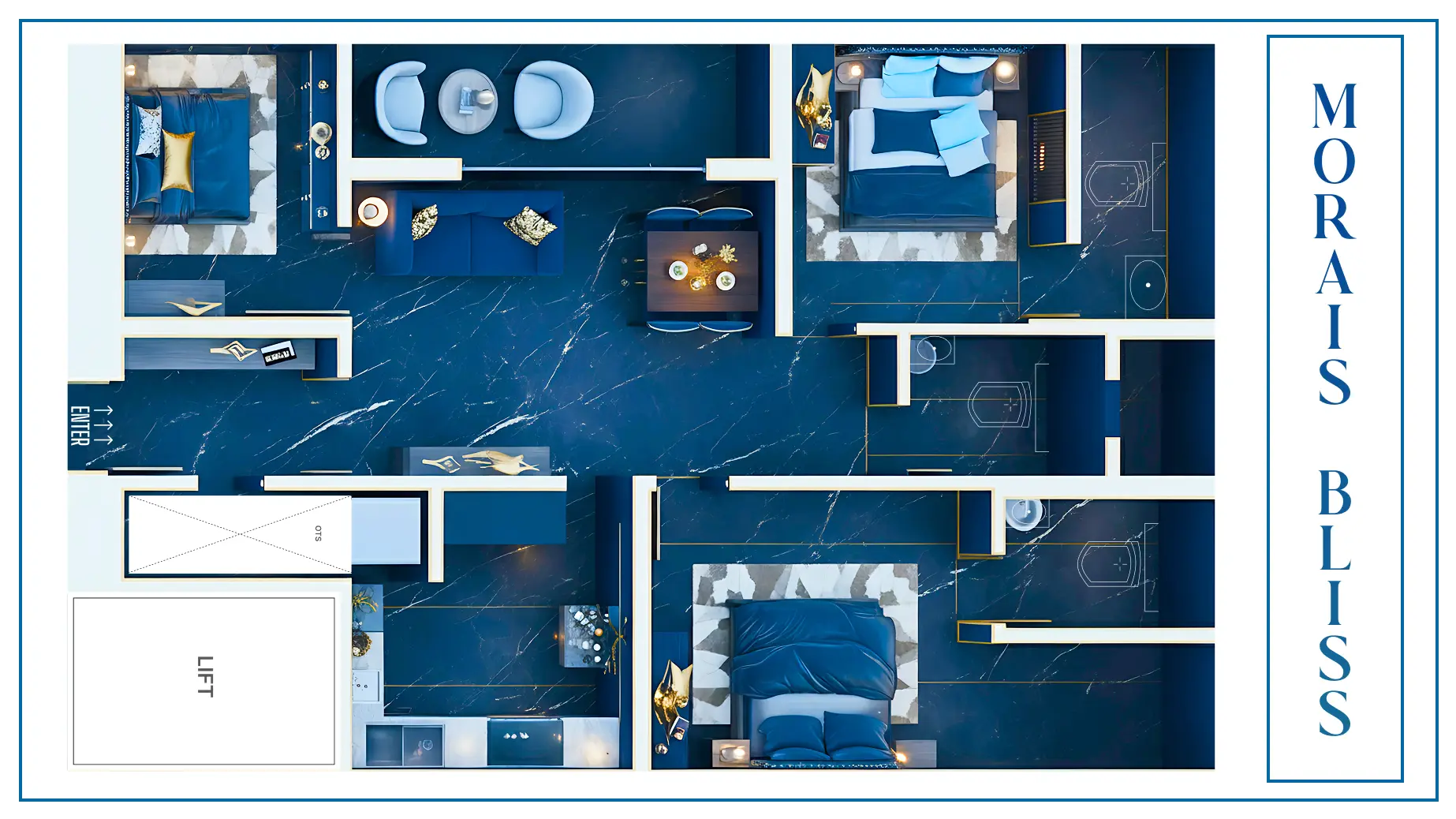 3 BHK Floor Plan - Morais Bliss