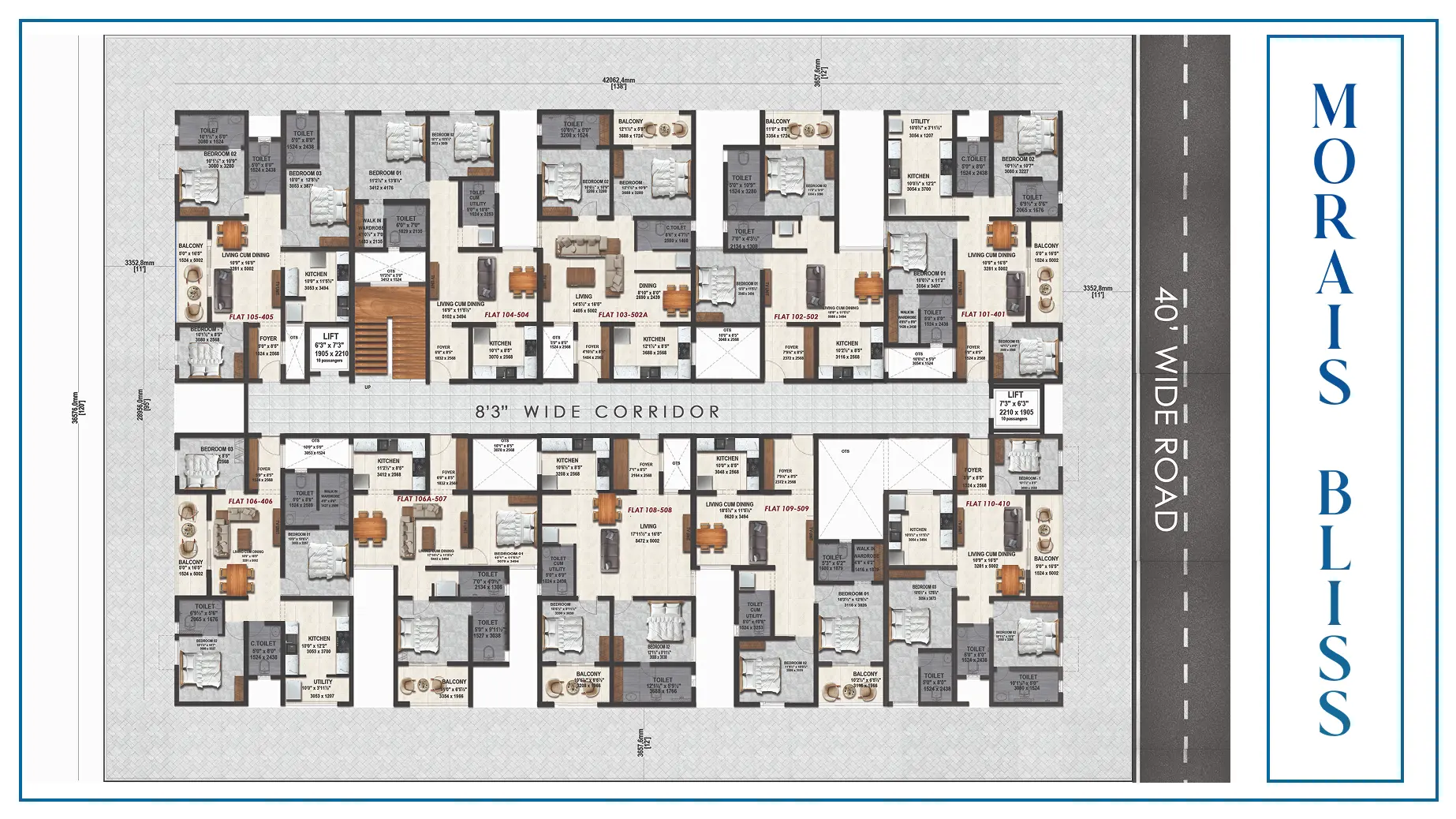3 BHK Premium Floor Plan - Morais Bliss