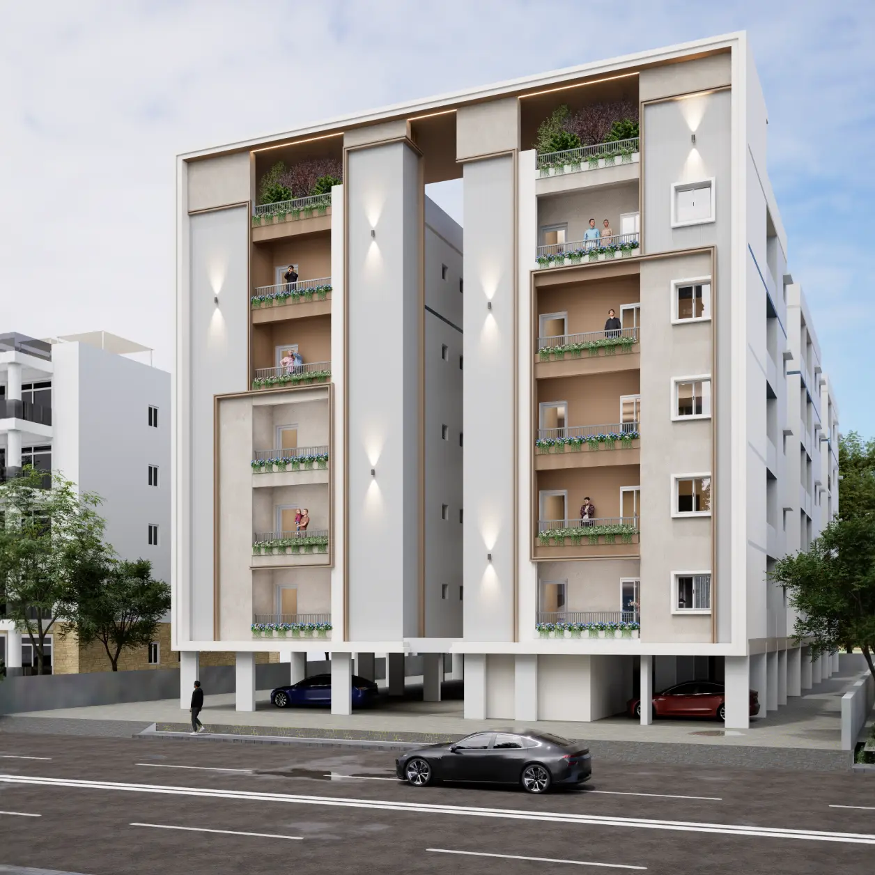 2BHK & 3BHK Apartment Side Elevation View – Morais City Opal Trichy