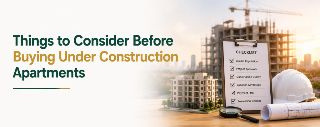 Before investing in an under-construction apartment, it’s important to evaluate a few key factors that influence both your lifestyle experience and long-term investment value.