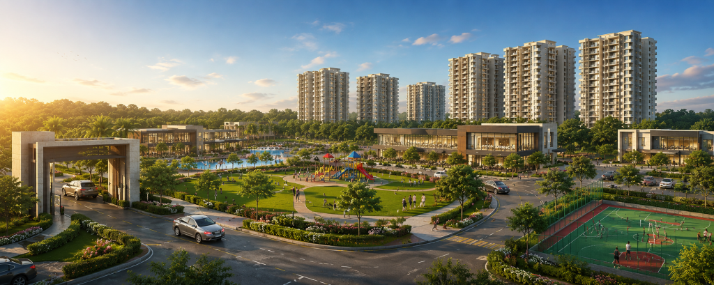 Integrated Townships are large-scale planned communities that combine residential spaces with lifestyle amenities, recreational zones, commercial spaces, schools, parks, entertainment facilities, and essential services within one connected environment.
